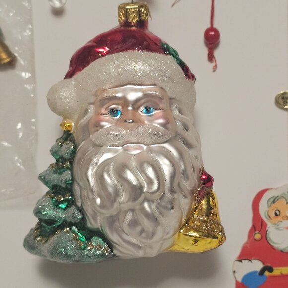 10 VTG Assorted Santa Christmas Ornaments Kurt Adler, Silvestri, Needlepoint - Picture 11 of 12